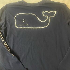 Vineyard Vines Kids Long Sleeve Shirt - Navy with Whale Design